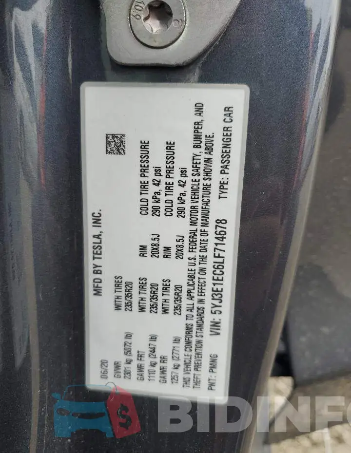 5YJ3E1EC6LF714678 Photo# 12