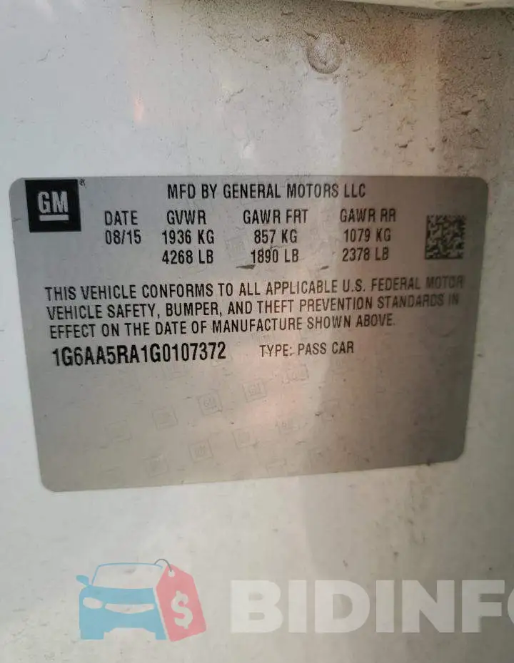 1G6AA5RA1G0107372 Photo# 12
