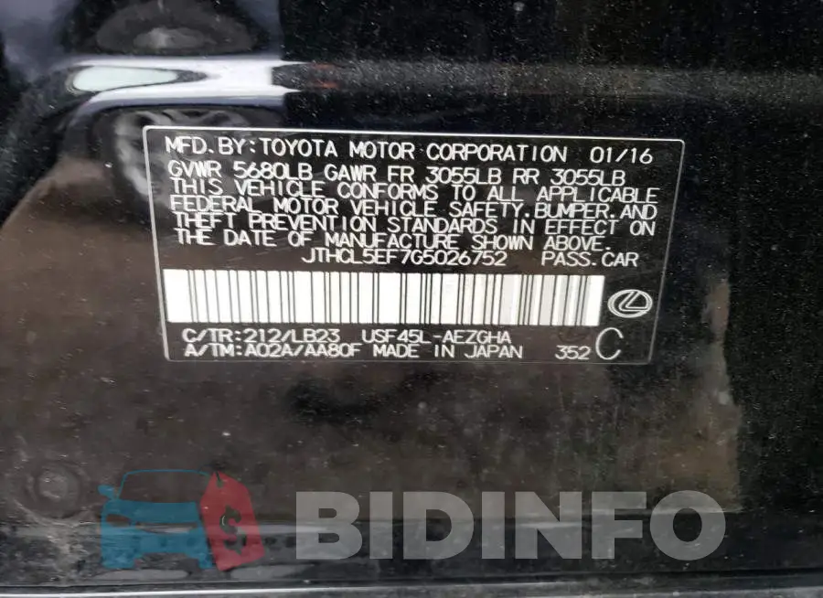 JTHCL5EF7G5026752 Photo# 12