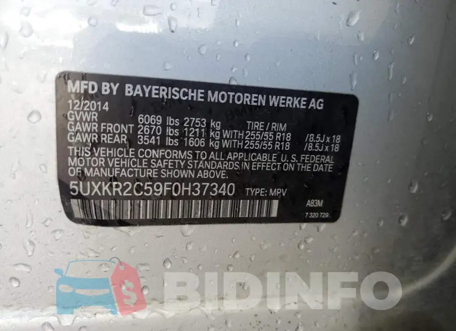 5UXKR2C59F0H37340 Photo# 13
