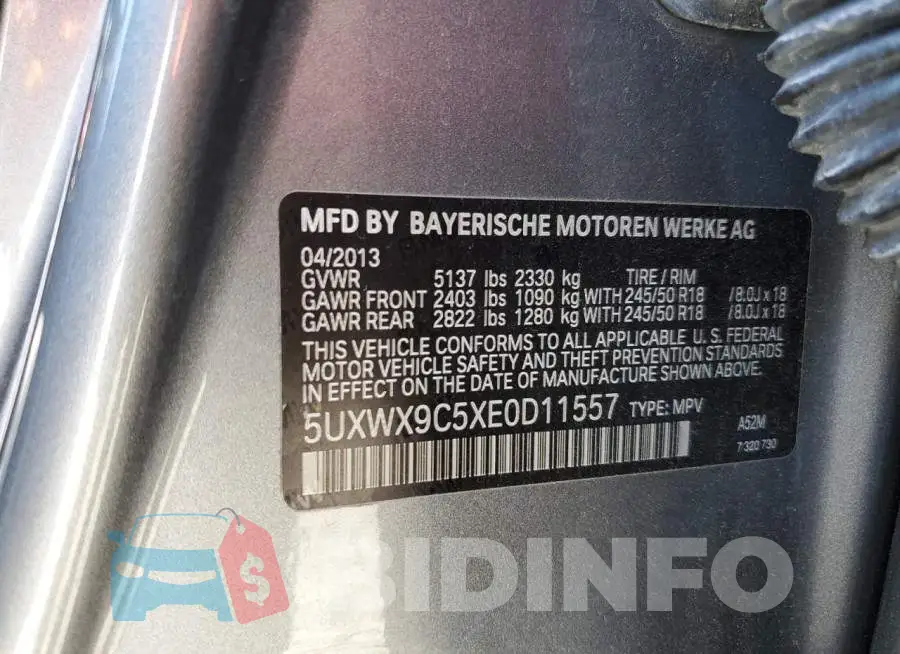 5UXWX9C5XE0D11557 Photo# 12
