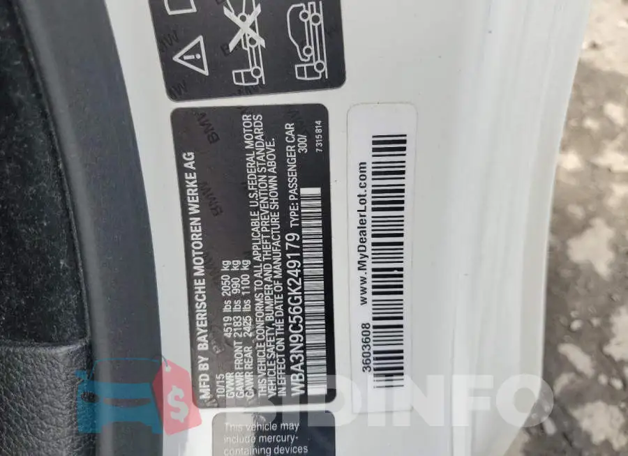 WBA3N9C56GK249179 Photo# 12