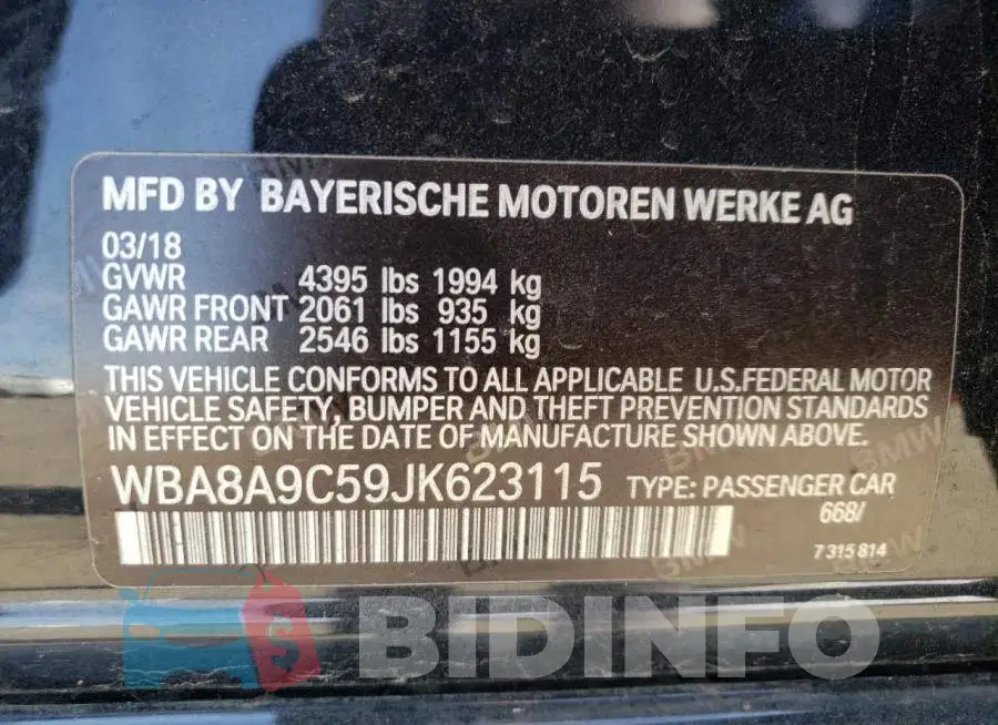 WBA8A9C59JK623115 Photo# 12