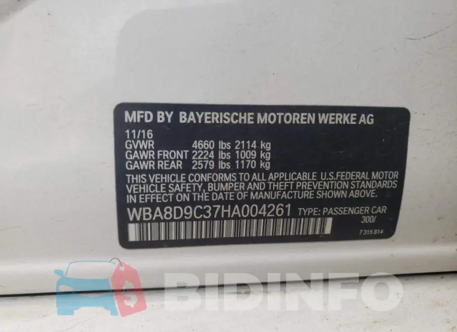 WBA8D9C37HA004261 Photo# 12