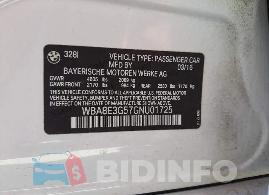 WBA8E3G57GNU01725 Photo# 12