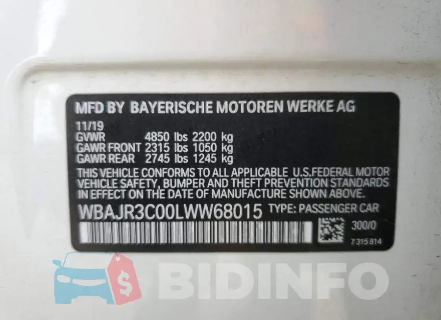 WBAJR3C00LWW68015 Photo# 12