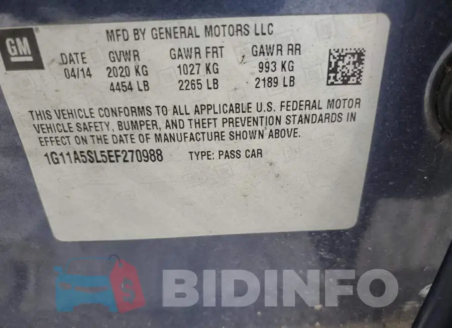 1G11A5SL5EF270988 Photo# 12