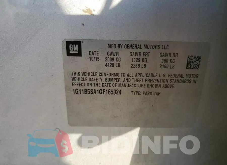 1G11B5SA1GF165024 Photo# 12