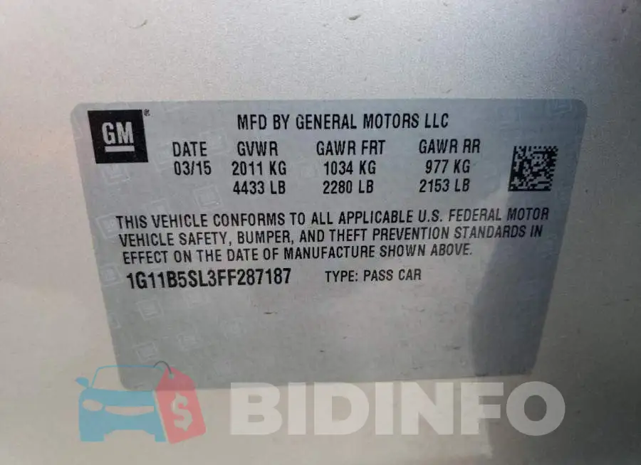 1G11B5SL3FF287187 Photo# 12