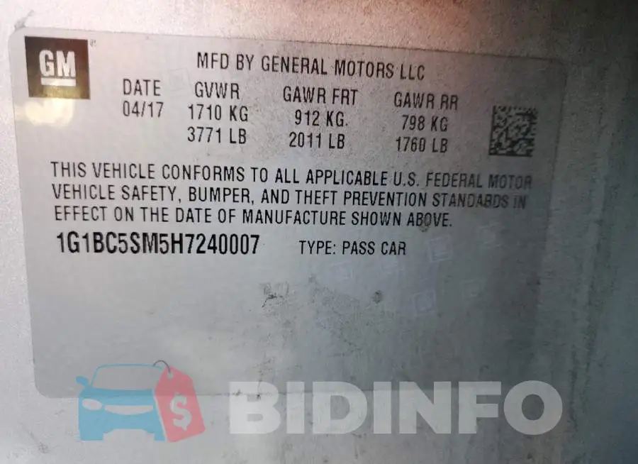 1G1BC5SM5H7240007 Photo# 13