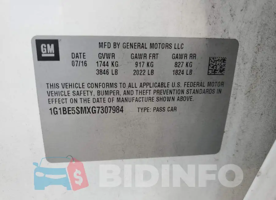 1G1BE5SMXG7307984 Photo# 12