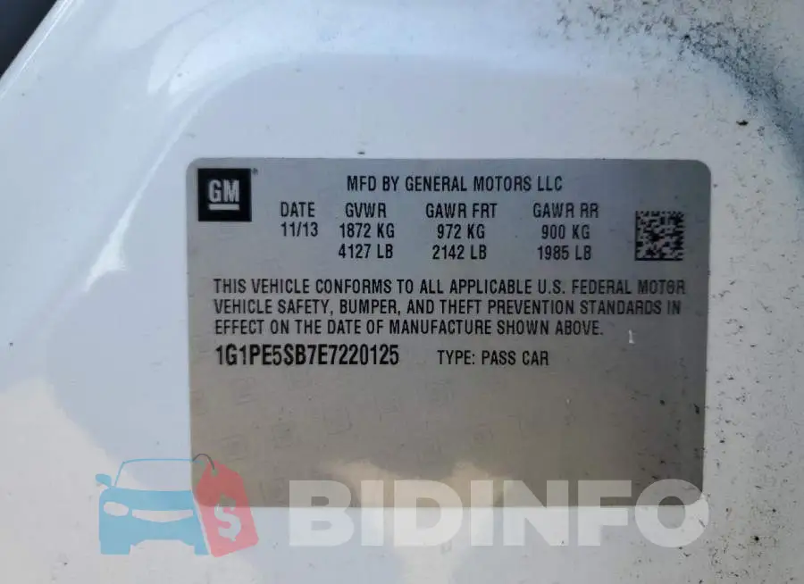 1G1PE5SB7E7220125 Photo# 12