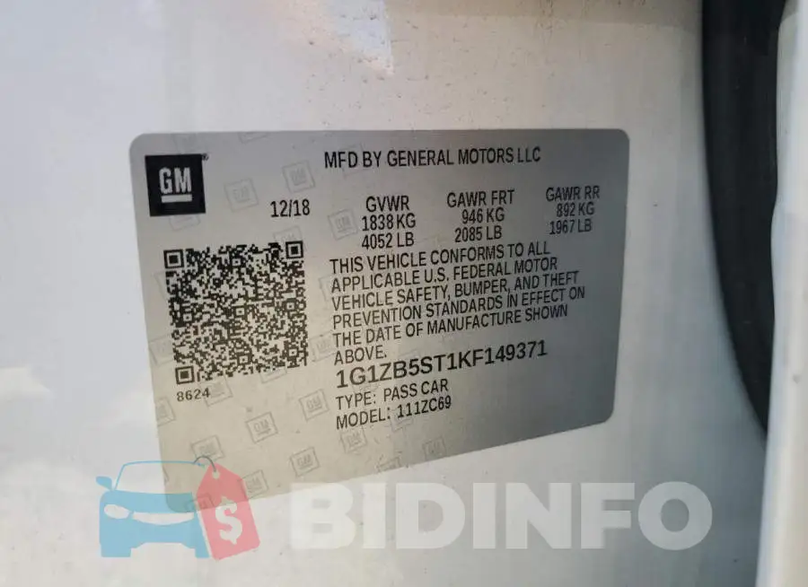 1G1ZB5ST1KF149371 Photo# 12