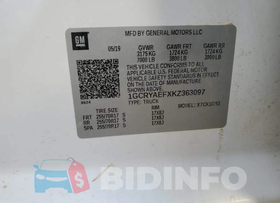 1GCRYAEFXKZ363097 Photo# 12