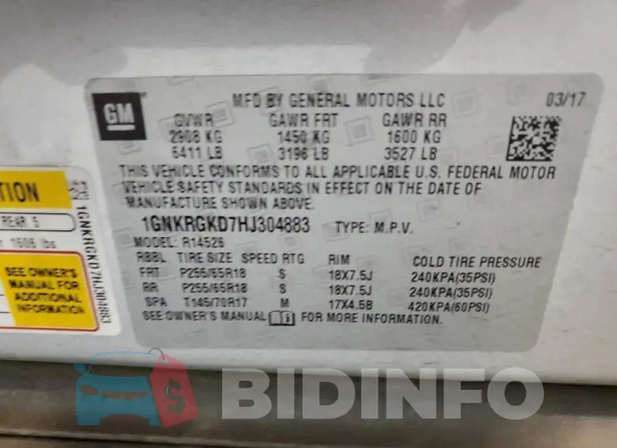 1GNKRGKD7HJ304883 Photo# 13