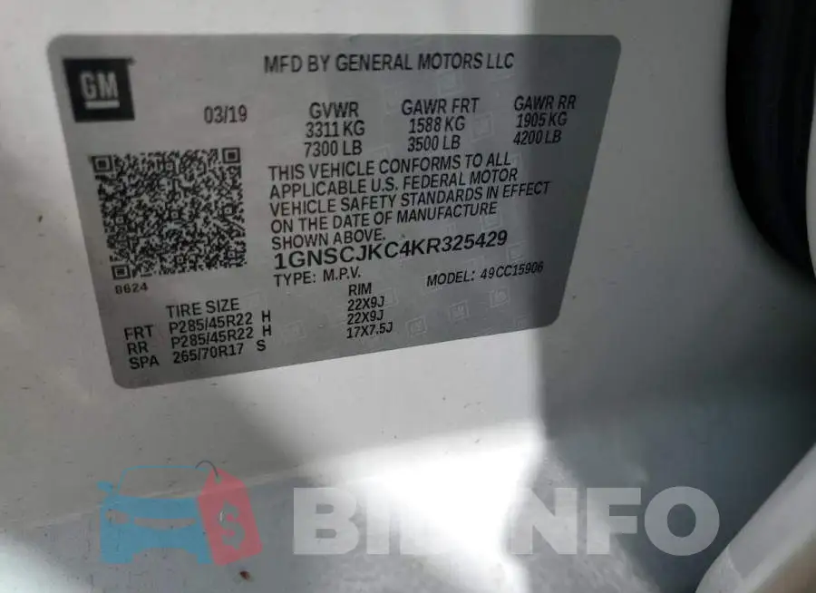 1GNSCJKC4KR325429 Photo# 13