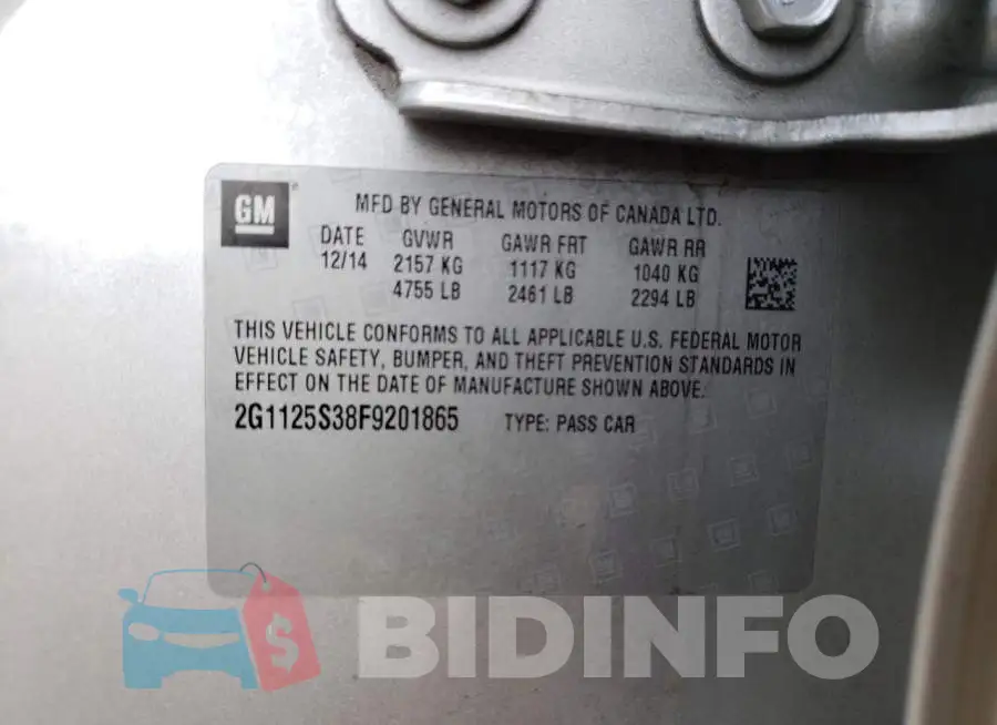 2G1125S38F9201865 Photo# 12