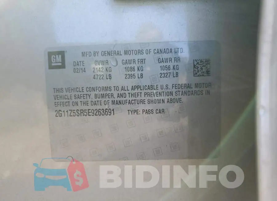 2G11Z5SR5E9263691 Photo# 13