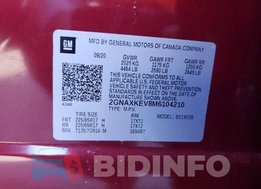 2GNAXKEV8M6104210 Photo# 12