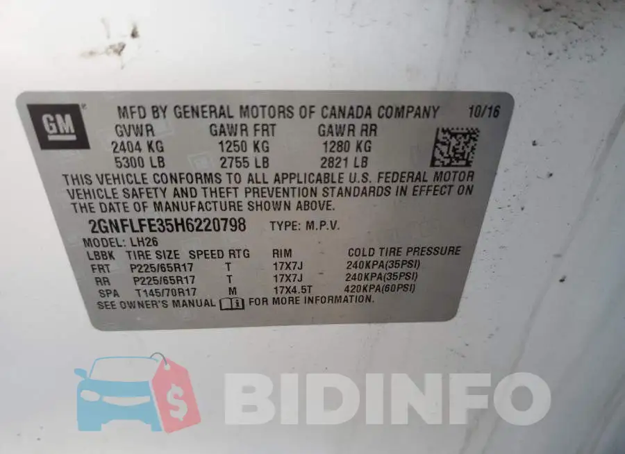 2GNFLFE35H6220798 Photo# 14