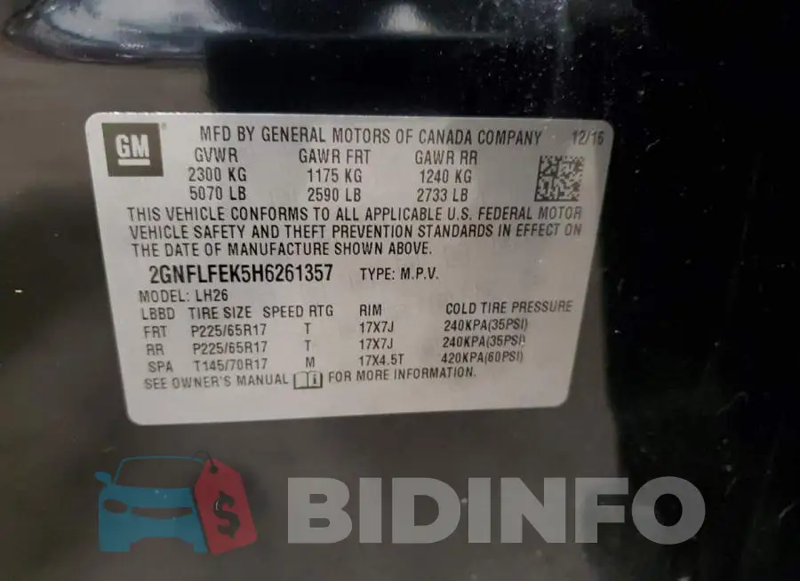 2GNFLFEK5H6261357 Photo# 13