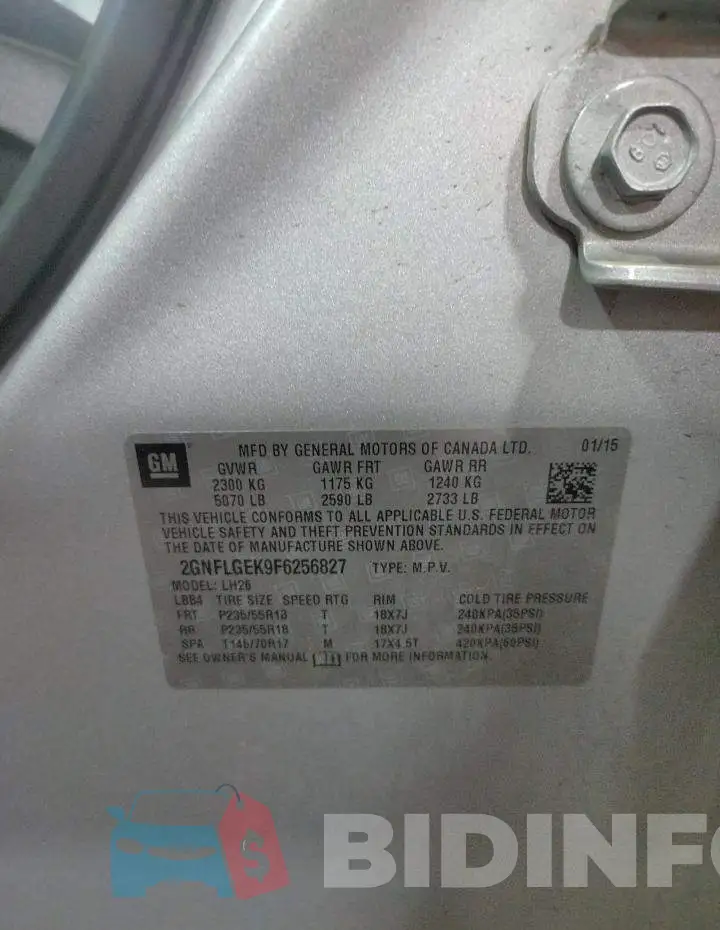 2GNFLGEK9F6256827 Photo# 13