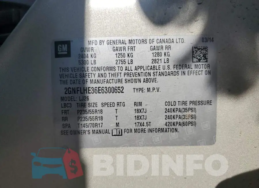 2GNFLHE36E6300652 Photo# 13