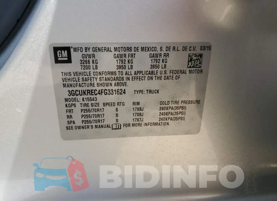 3GCUKREC4FG331624 Photo# 12