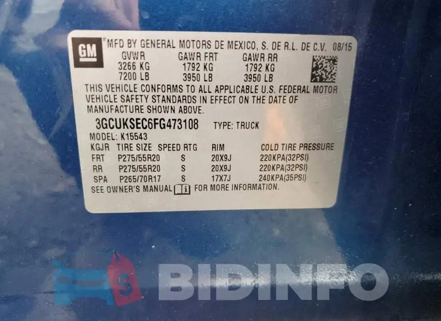 3GCUKSEC6FG473108 Photo# 12