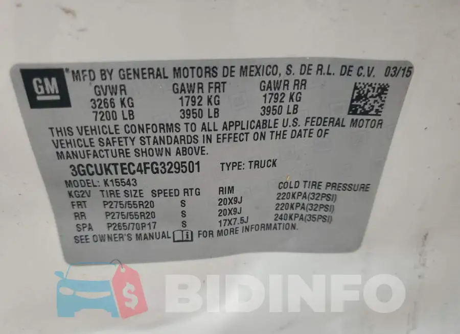 3GCUKTEC4FG329501 Photo# 12