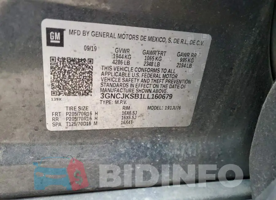 3GNCJKSB1LL160679 Photo# 14
