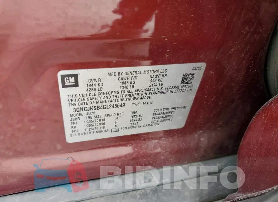 3GNCJKSB4GL245649 Photo# 12