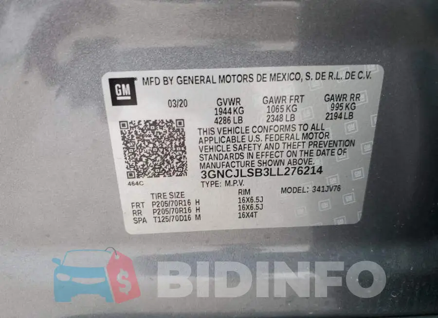3GNCJLSB3LL276214 Photo# 14