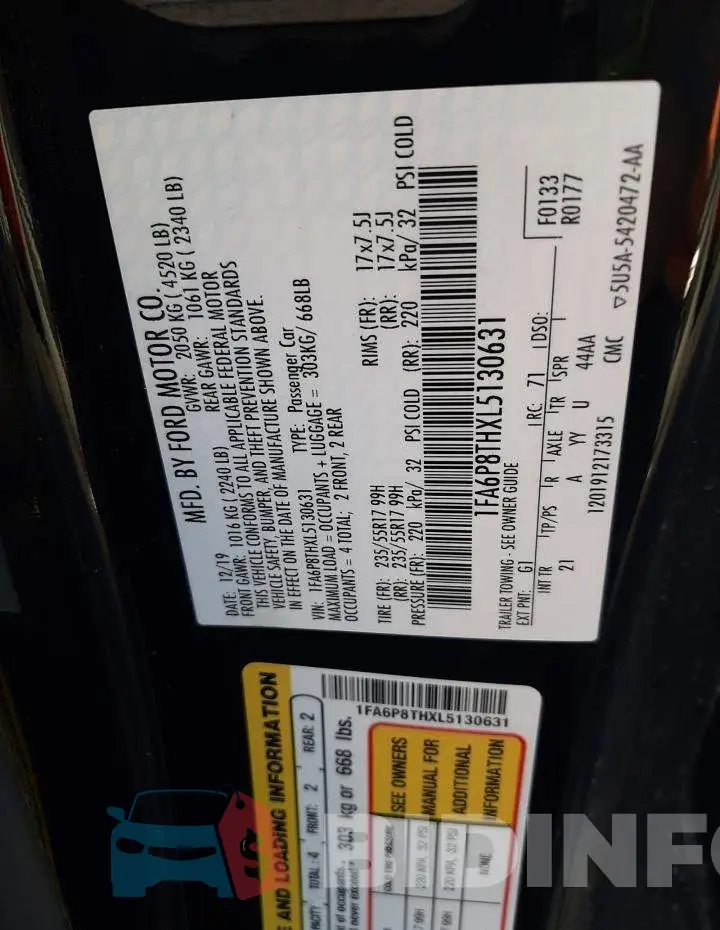 1FA6P8THXL5130631 Photo# 13