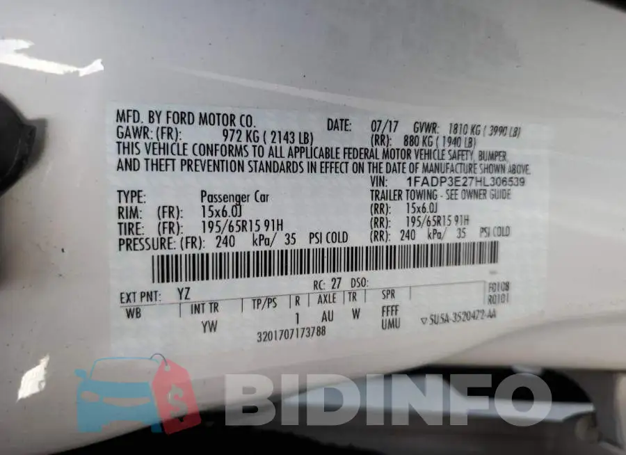 1FADP3E27HL306539 Photo# 12