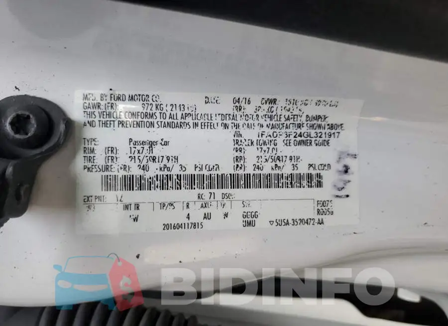 1FADP3F24GL321917 Photo# 12