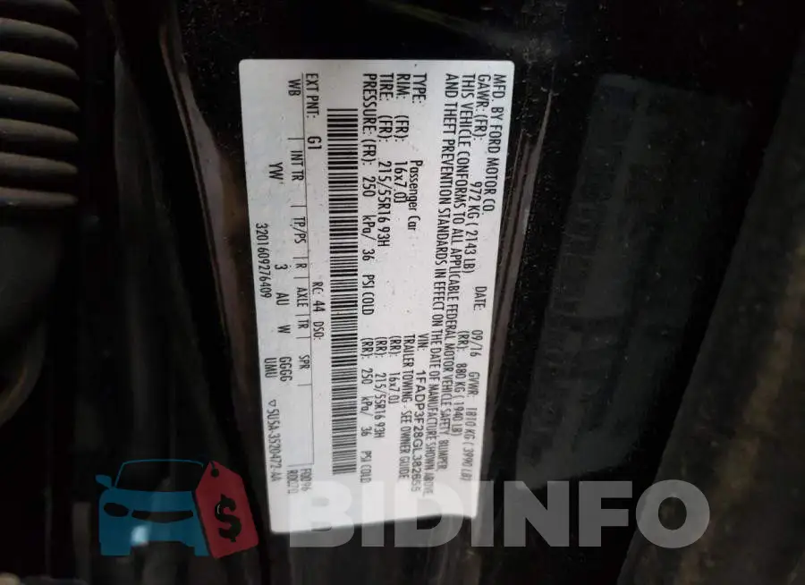 1FADP3F28GL382655 Photo# 12