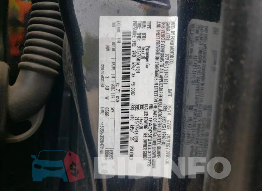 1FADP3F2XEL311776 Photo# 12
