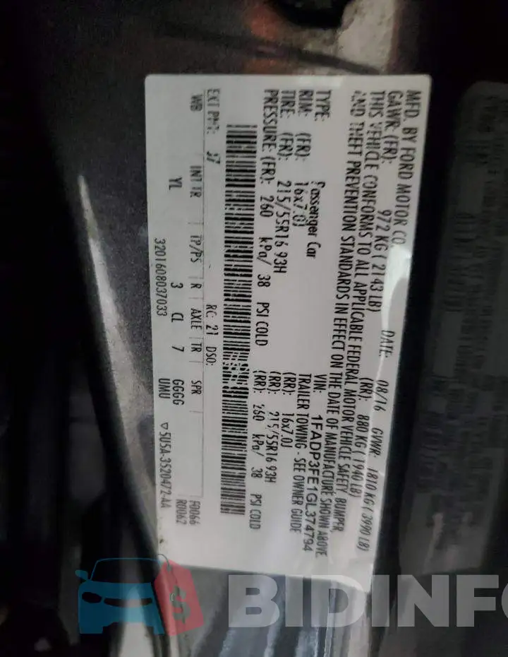1FADP3FE1GL374794 Photo# 12