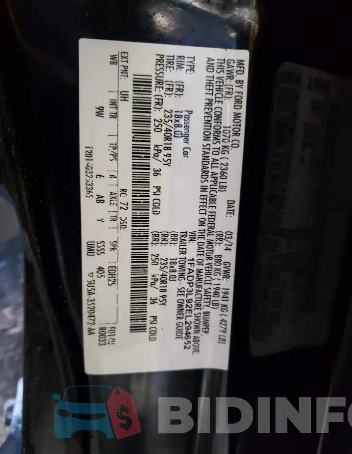 1FADP3L92EL294652 Photo# 13