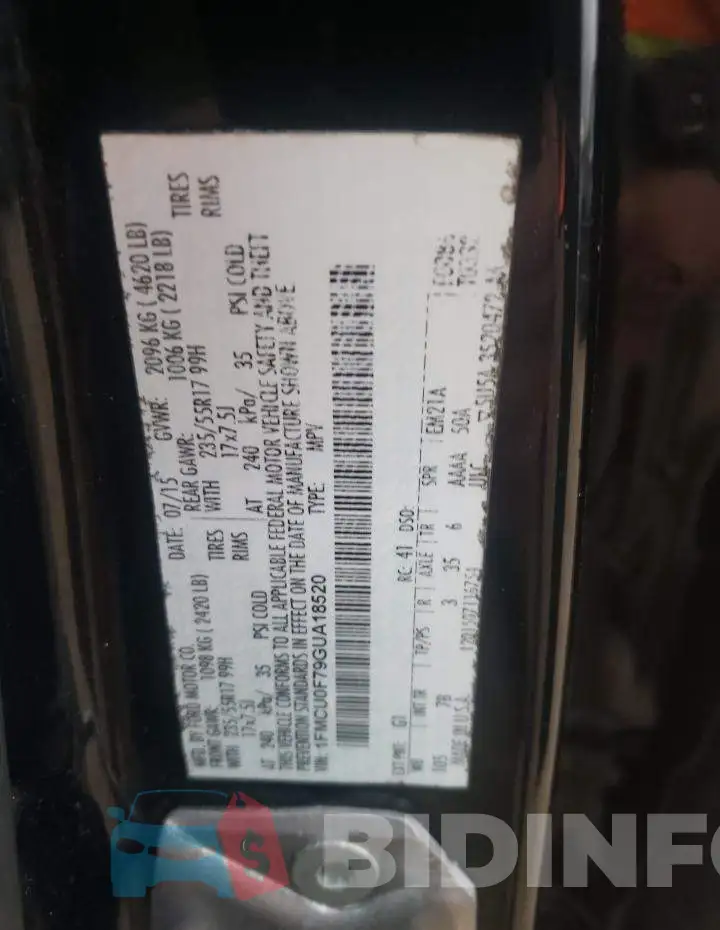 1FMCU0F79GUA18520 Photo# 12