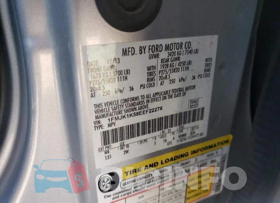 1FMJK1K58EEF22278 Photo# 13