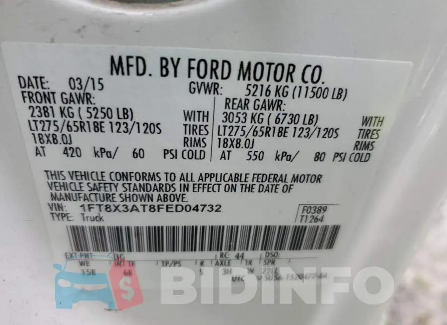 1FT8X3AT8FED04732 Photo# 12