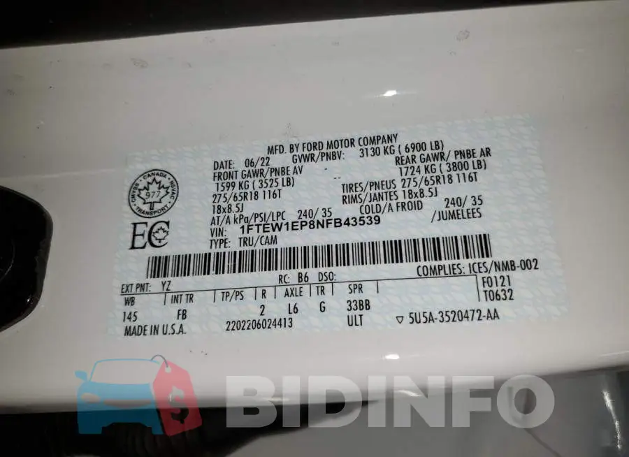1FTEW1EP8NFB43539 Photo# 13