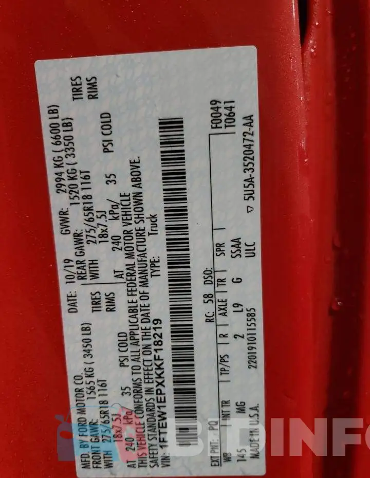 1FTEW1EPXKKF18219 Photo# 12