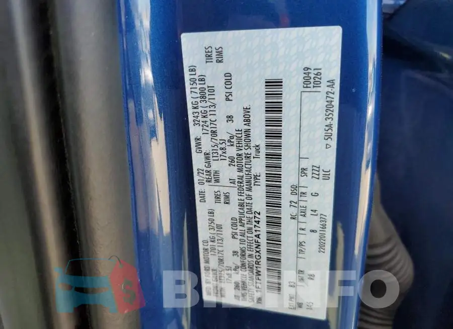 1FTFW1RGXNFA17472 Photo# 12