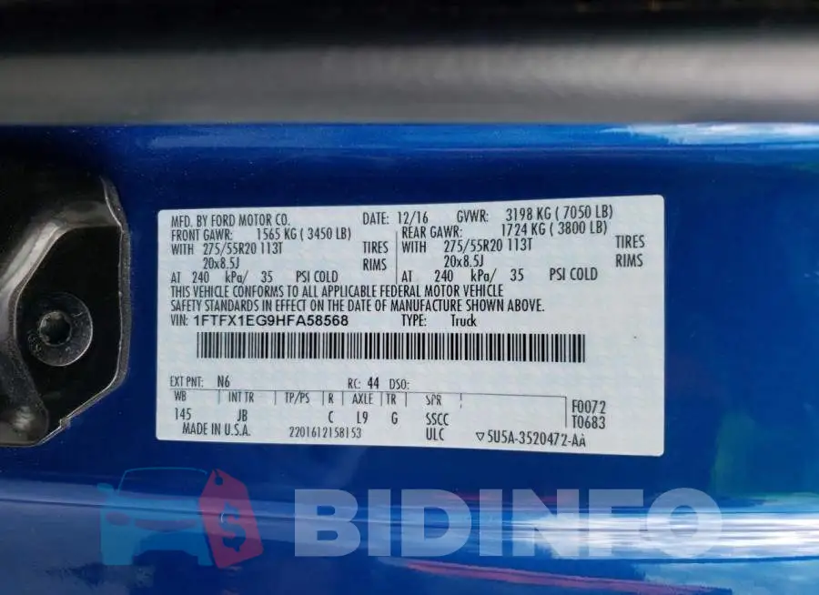 1FTFX1EG9HFA58568 Photo# 12
