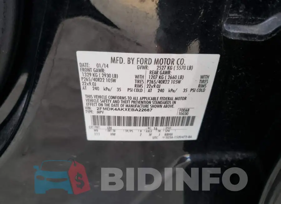 2FMDK4AKXEBA22687 Photo# 13