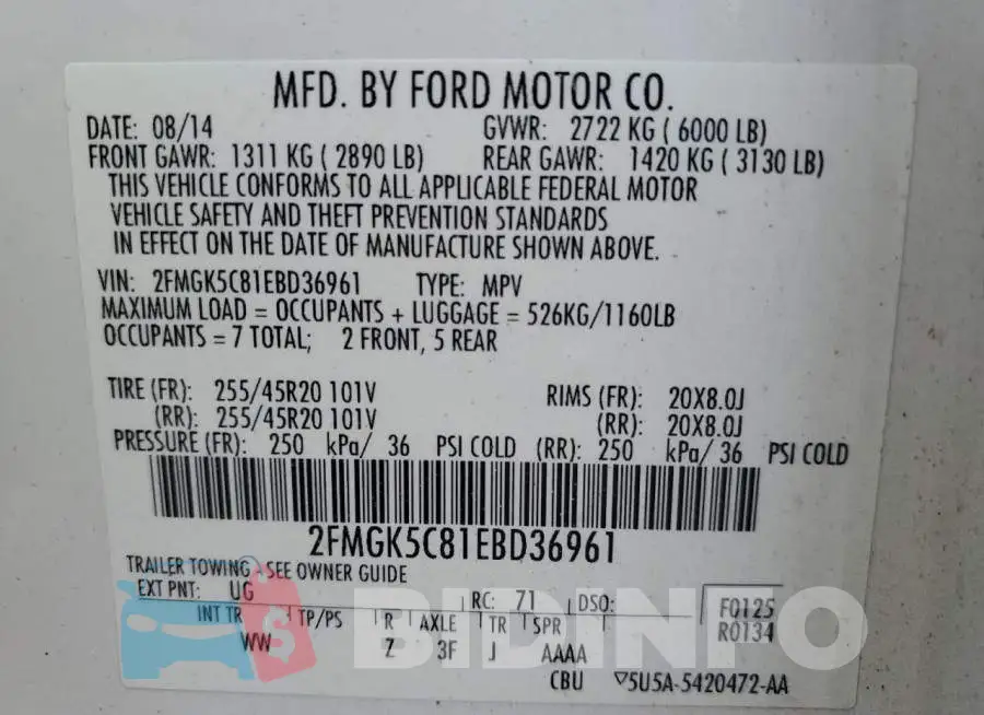 2FMGK5C81EBD36961 Photo# 13
