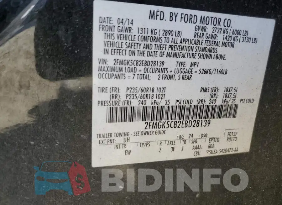 2FMGK5C82EBD28139 Photo# 12